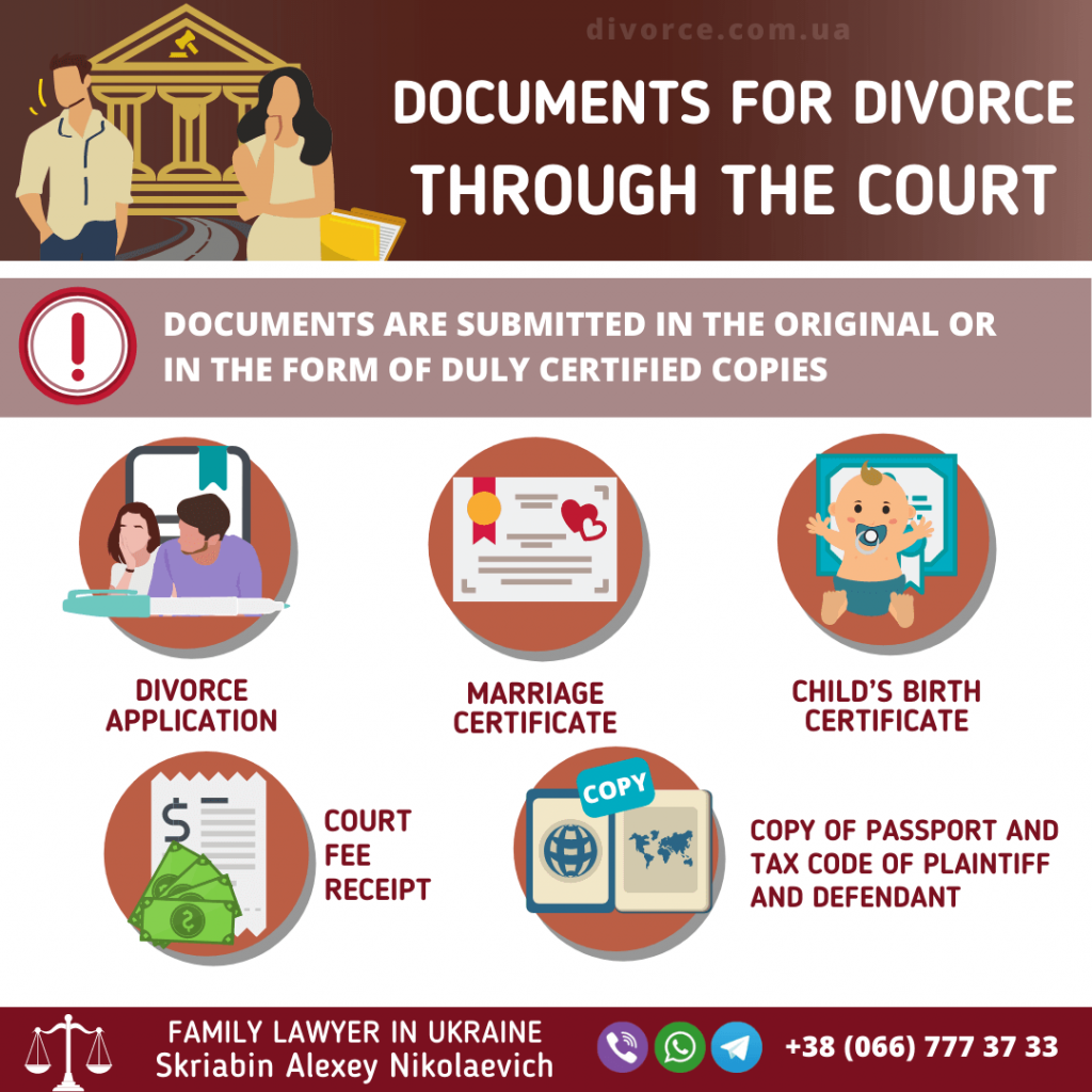 Documents for divorce through the court in Ukraine